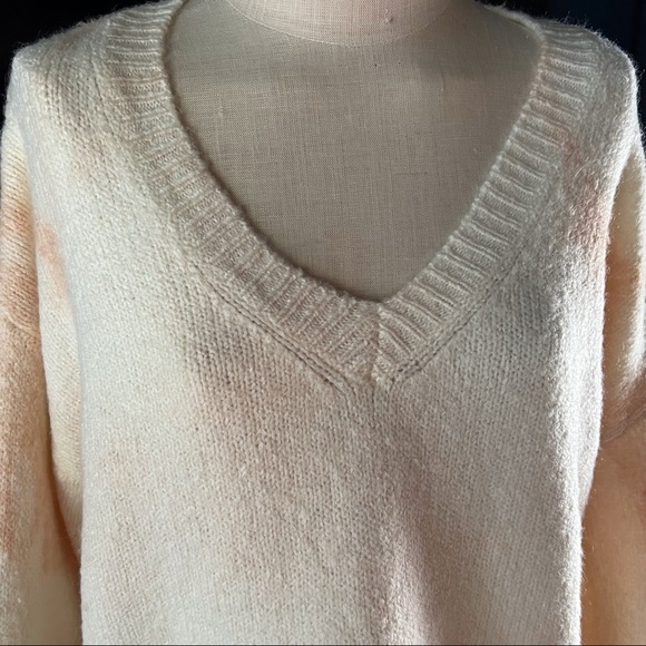 Anthropologie V-Neck Tie Dye Cream Pink Pullover Sweater S - Picture 3 of 14